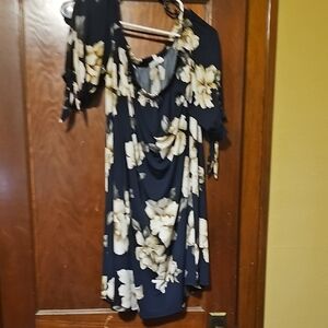 Chic Soul White and Blue Asymmetrical Sundress